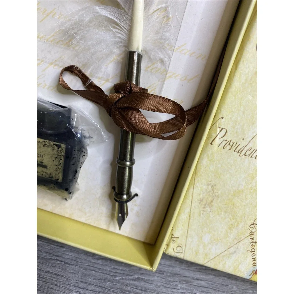 Feather Writing Fountain Caligraphy Dip Pen Quill With 5 Nibs & Box Set